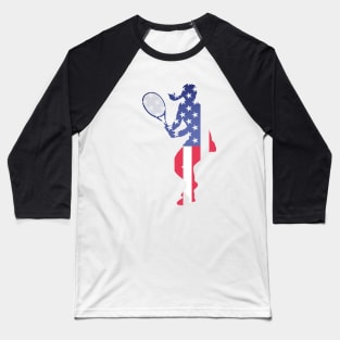 US Open Tennis USA Flag Silhouette Baseball T-Shirt